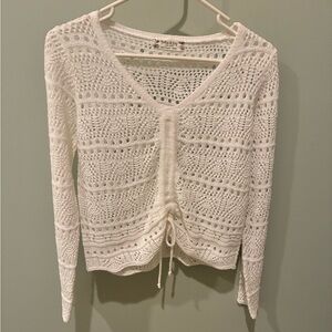 White Crochet Knit Blouse
